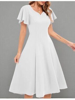 Plus size glittery dress! Elegant Light Silver Fit-and-Flare Dress with Sparkle